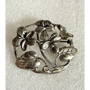 Vintage Danecraft Sterling Silver Violet Flower Pin